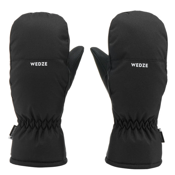 Decathlon Wedze Kids' 100 Warm And Waterproof Ski Mittens Smoked Black