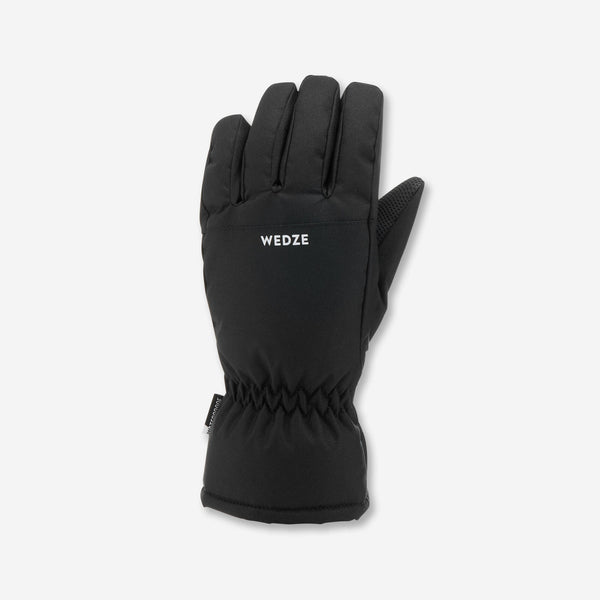 Decathlon Wedze Kids' 100 Warm Waterproof Ski Gloves Smoked Black