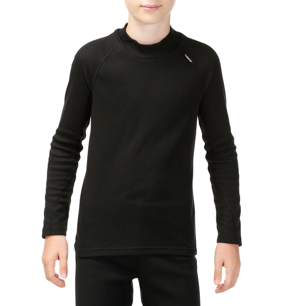 Decathlon Wedze Kids' BL100 Thermal Ski Base Layer Top Smoked Black