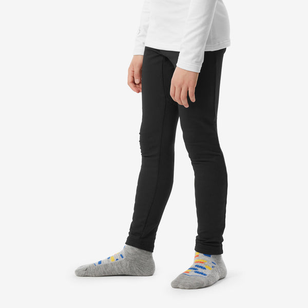 Decathlon Wedze Kids' BL500 Thermal Ski Base Layer Bottom Smoked Black