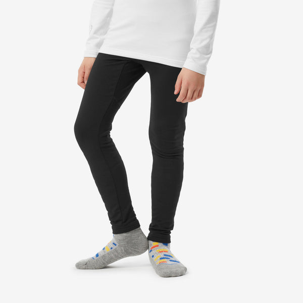 Decathlon Wedze Kids' BL500 Thermal Ski Base Layer Bottom Smoked Black