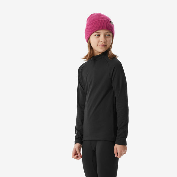 Decathlon Wedze Kids' BL500 Thermal Ski Base Layer Top Smoked Black