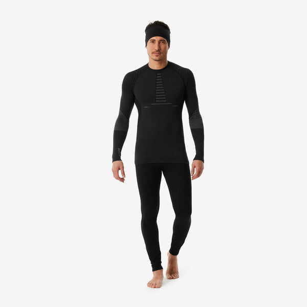 Decathlon Wedze Men’s BL900 Wool Thermal Ski Base Layer Top Smoked Black