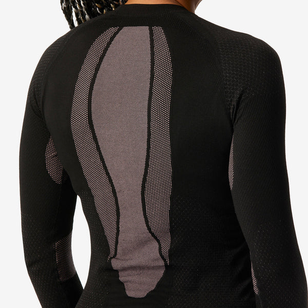 Decathlon Wedze Women’s BL500 Seamless Ski Base Layer Top Smoked Black