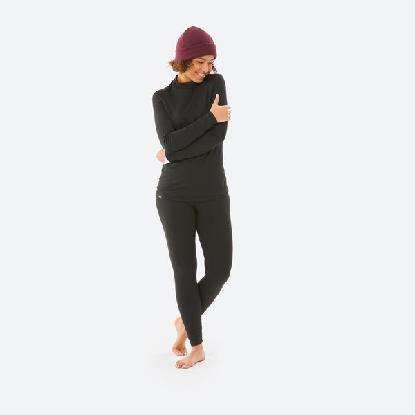 Decathlon Wedze Women's BL500 Ski Base Layer Top Black