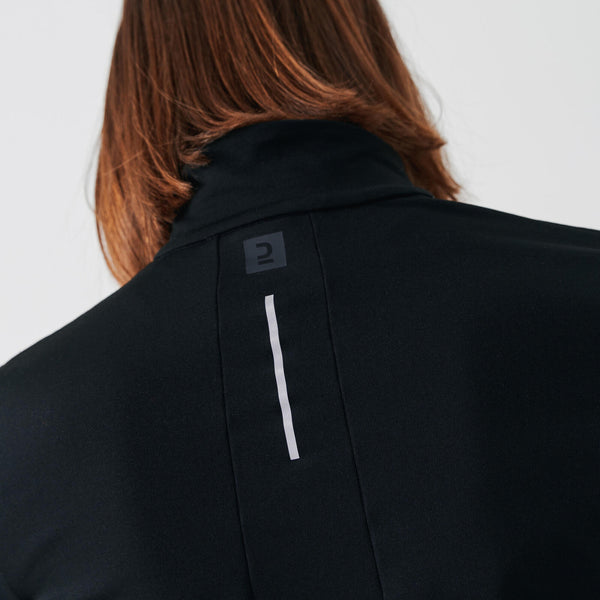 Decathlon Women's 100 Long-Sleeved Half-Zip Running T-shirt Smoked Black