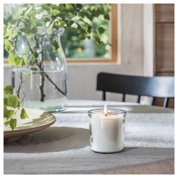 IKEA ADLAD Scented Candle In Glass Scandinavian Woods/white 40 Hr