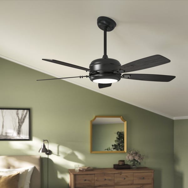 IKEA AKTERSKARP / BRUNALGER Ceiling Fan W Extension Downrod Wood Effect Dark Gray