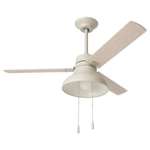 IKEA AKTERSTAGAD / BRUNALGER Ceiling fan w extension downrod wood effect beige