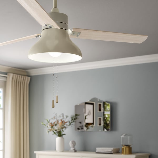 IKEA AKTERSTAGAD Ceiling Fan With Light Wood Effect Beige