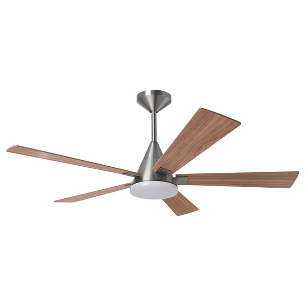 IKEA AKTERTOFTER / BRUNALGER Ceiling fan w extension downrod wood effect silver color