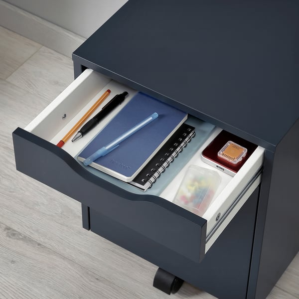 IKEA ALEX Drawer Unit On Casters Black-blue/black 14 1/8x19 5/8 "