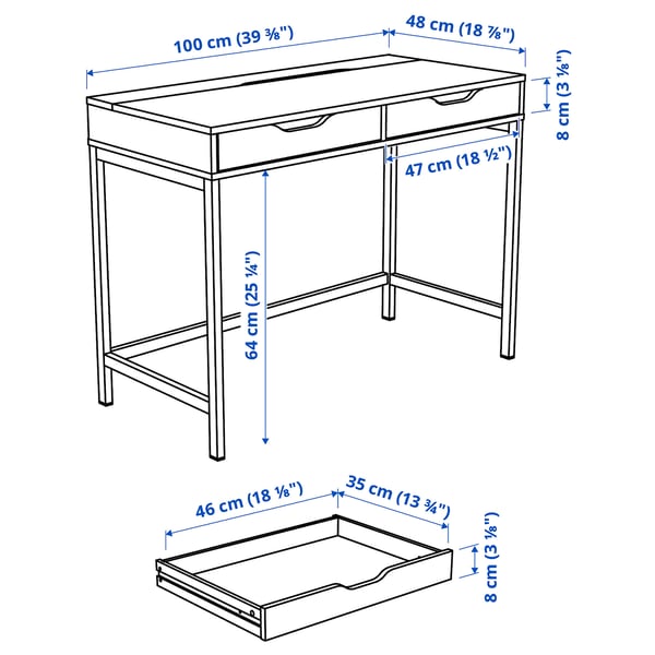 IKEA ALEX/LÅNGFJÄLL / KALLAX Desk And Storage Combination And Swivel Chair Gray-turquoise/black