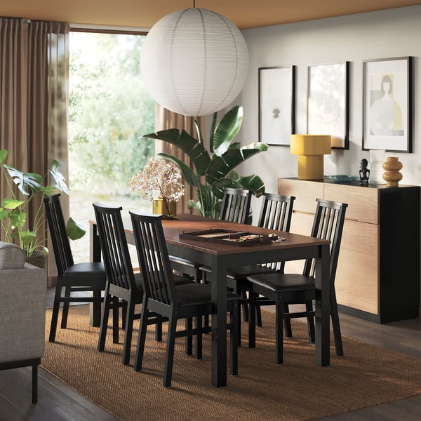 IKEA ÅLHULT / ÅLHULT Table and 6 chairs black-brown/Bomstad black black 66 7/8x31 1/2 "