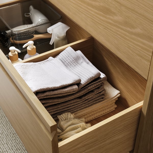 IKEA ÄNGSJÖN / BACKSJÖN Bathroom Vanity With Sink & Faucets Oak Effect 48 1/8x21x27 1/2 "