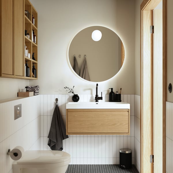 IKEA ÄNGSJÖN Bathroom Vanity With Drawer Oak Effect 30x21x13 1/8 "