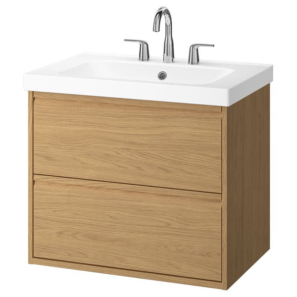 IKEA ÄNGSJÖN / ORRSJÖN Bathroom vanity with sink & faucet oak effect 31x21x27 5/8 "
