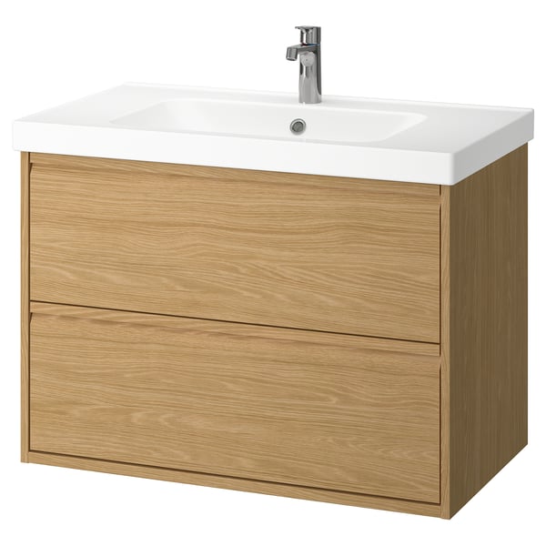 IKEA ÄNGSJÖN / ORRSJÖN Bathroom vanity with sink & faucet oak effect 37x21 3/4x27 5/8 "