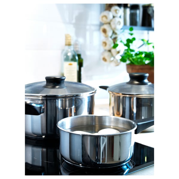 IKEA ANNONS 5-piece Cookware Set Glass/stainless Steel