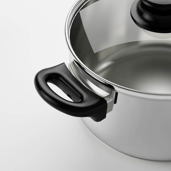 IKEA ANNONS Pot With Lid Glass/stainless Steel 3.0 Qt