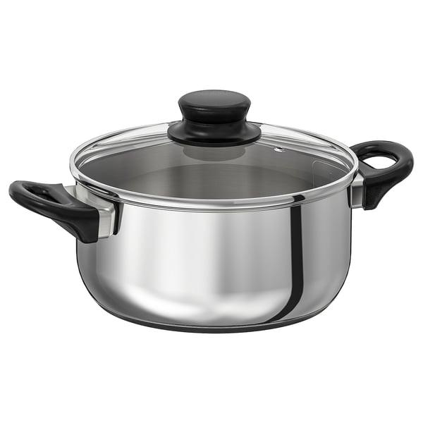 IKEA ANNONS Pot with lid glass/stainless steel 3.0 qt