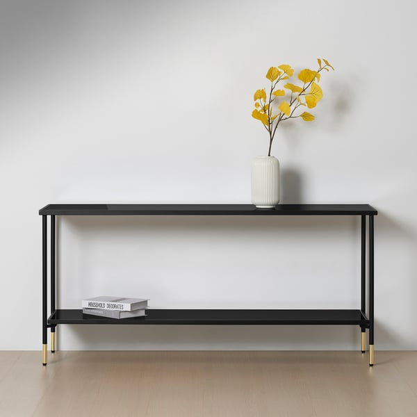 IKEA ÄSPERÖD Console Table Black/glass Black 55 1/8x15 3/4x25 5/8 "