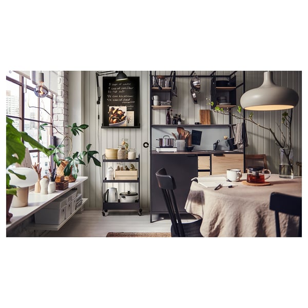 IKEA ÄSPINGE Kitchenette Black/ash 47 1/4x23 5/8x79 3/8 "