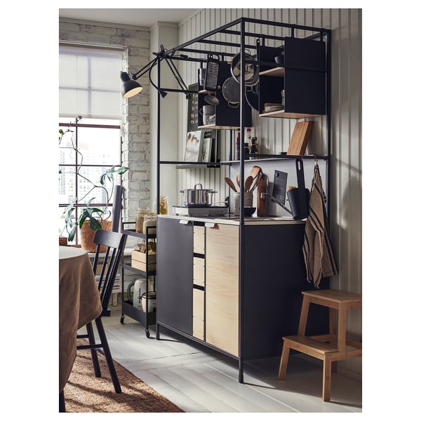 IKEA ÄSPINGE Kitchenette Black/ash 47 1/4x23 5/8x79 3/8 "