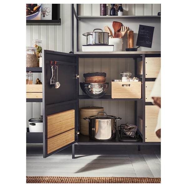 IKEA ÄSPINGE Kitchenette Black/ash 47 1/4x23 5/8x79 3/8 "