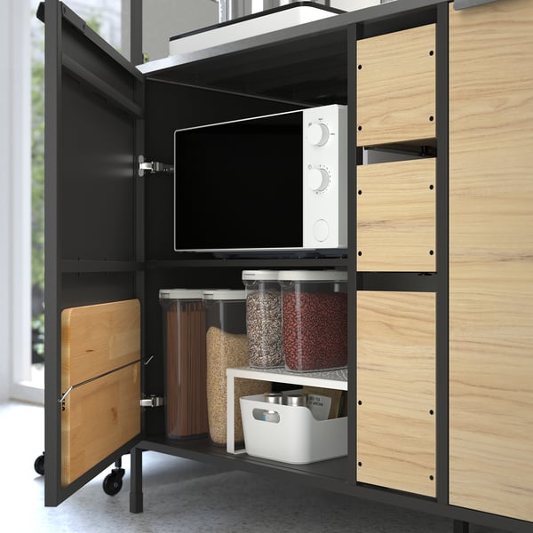 IKEA ÄSPINGE Kitchenette Black/ash 47 1/4x23 5/8x79 3/8 "