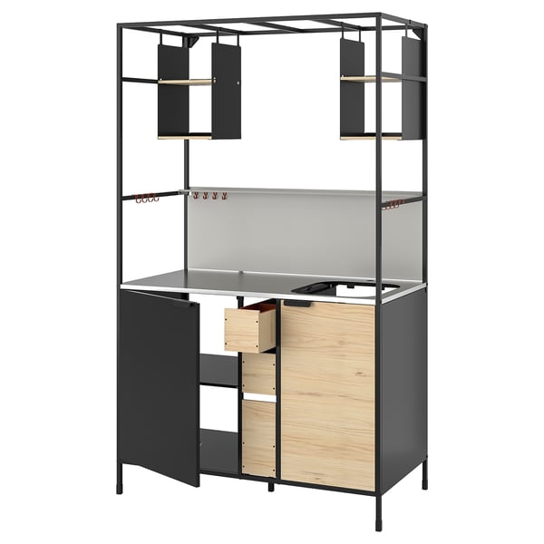 IKEA ÄSPINGE Kitchenette black/ash 47 1/4x23 5/8x79 3/8 "