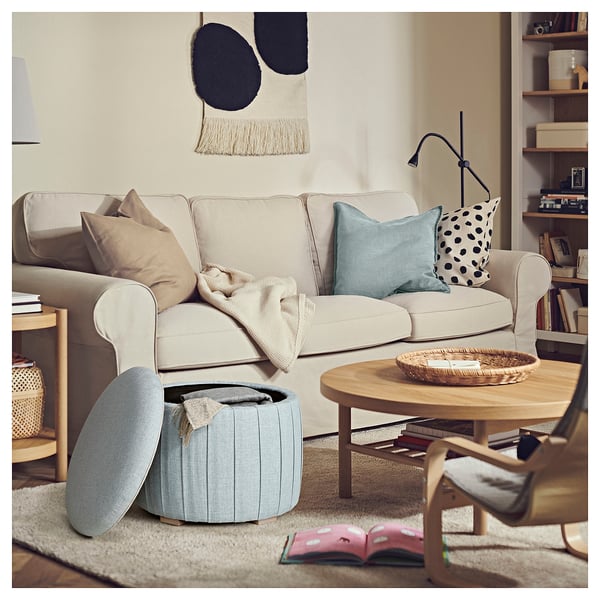 IKEA ÅTERLÖGA Pouffe With Storage/Kilanda Light Blue