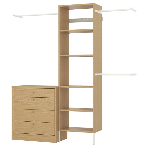 IKEA AURDAL / TONSTAD Bedroom furniture set of 2 oak veneer/white