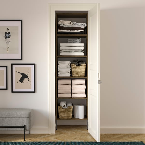 IKEA AURDAL Wardrobe Combination Brown Stained Oak Veneer/dark Gray 25 5/8x15 3/4x87 "