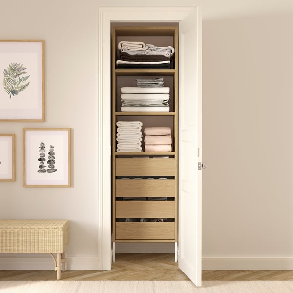 IKEA AURDAL Wardrobe Combination Oak Veneer/white 25 5/8x15 3/4x87 "