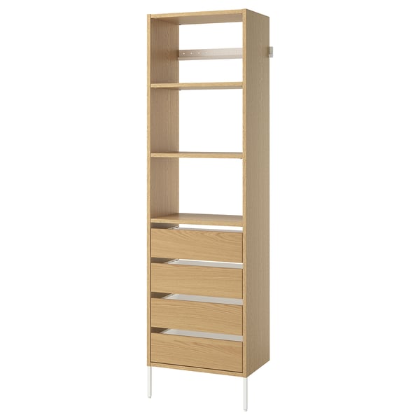 IKEA AURDAL Wardrobe combination oak veneer/white 25 5/8x15 3/4x87 "