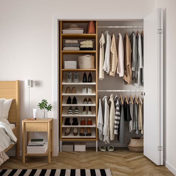 IKEA AURDAL Wardrobe Combination Oak Veneer/white 47 1/4-60 1/4x15 3/4x87 "