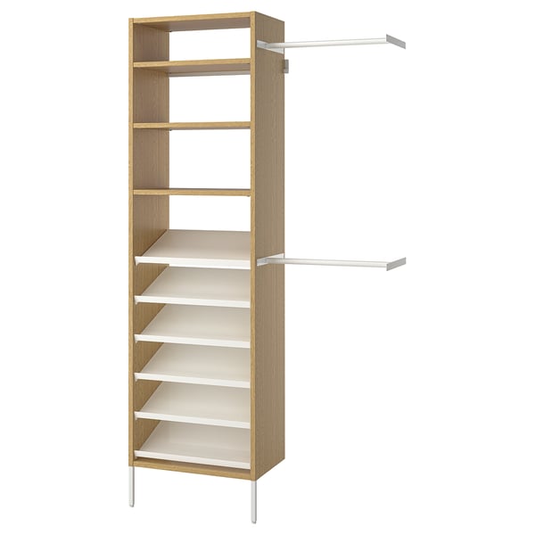 IKEA AURDAL Wardrobe combination oak veneer/white 47 1/4-60 1/4x15 3/4x87 "