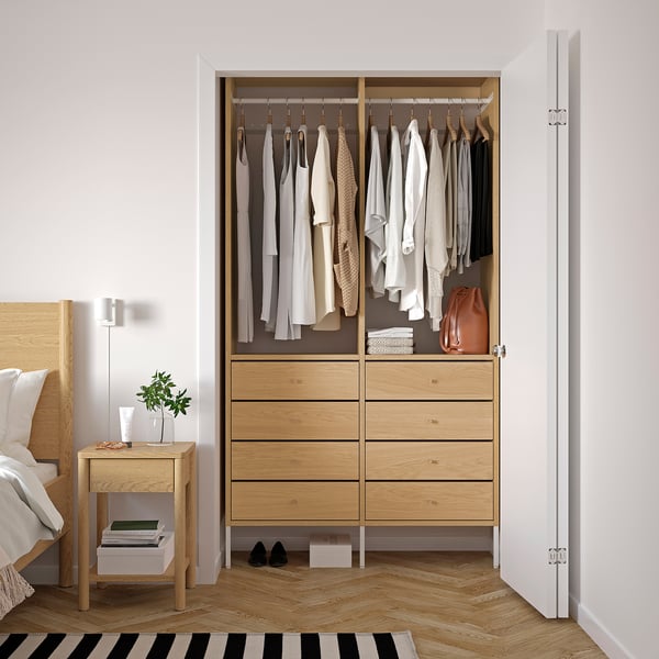 IKEA AURDAL Wardrobe Combination Oak Veneer/white 49 1/4x15 3/4x87 "