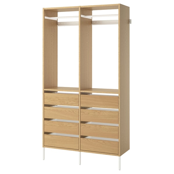 IKEA AURDAL Wardrobe combination oak veneer/white 49 1/4x15 3/4x87 "