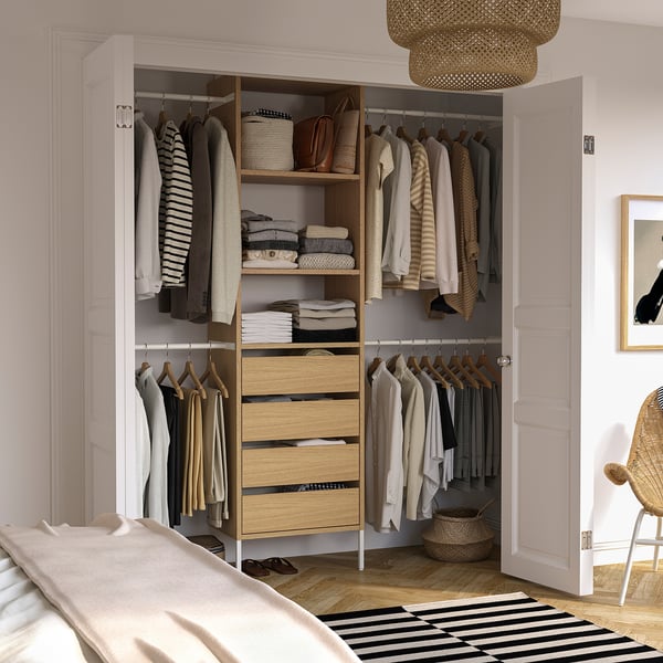 IKEA AURDAL Wardrobe Combination Oak Veneer/white 68 1/2-94 1/2x15 3/4x87 "