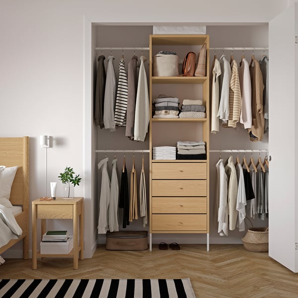 IKEA AURDAL Wardrobe Combination Oak Veneer/white 68 1/2-94 1/2x15 3/4x87 "