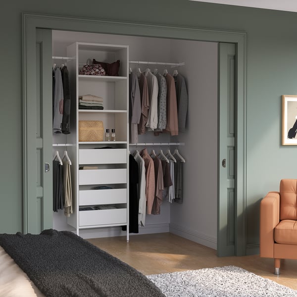 IKEA AURDAL Wardrobe Combination White 68 1/2-94 1/2x15 3/4x87 "