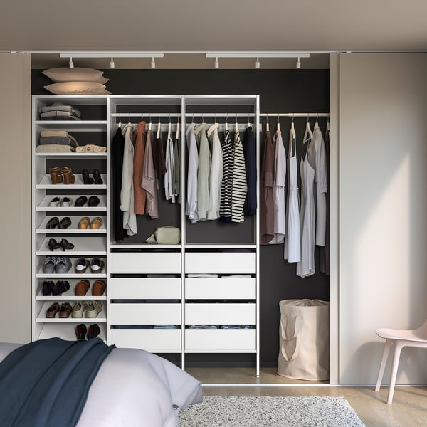IKEA AURDAL Wardrobe Combination White 95 1/8-108 1/8x15 3/4x87 "