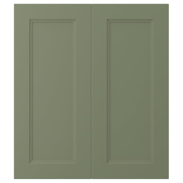 IKEA AXSTAD 2-p door/corner base cabinet set gray-green 13x30 "
