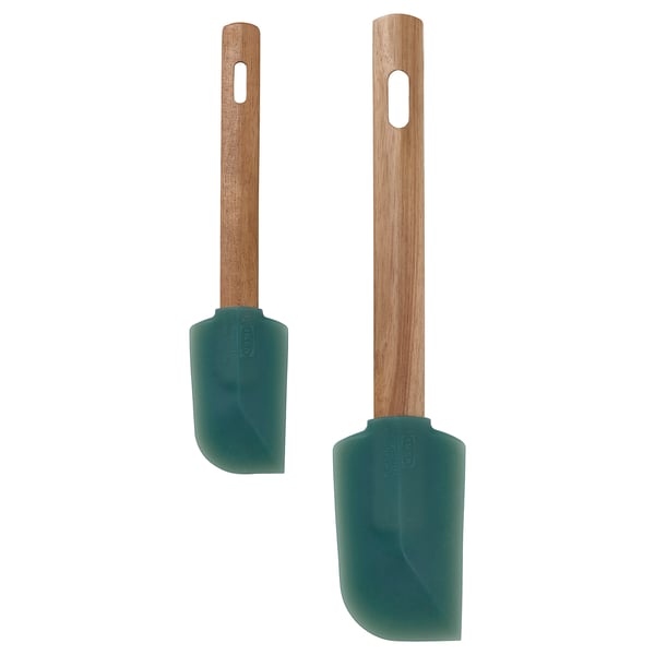 IKEA BÄCKRÖDING Spatula set of 2 wood/dark gray-green