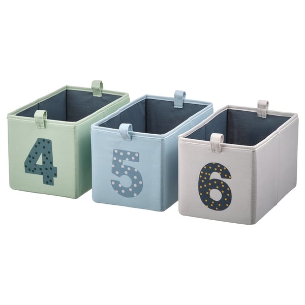 IKEA BARNDRÖM Box Set Of 3 Green Blue/beige 6 ¾x10 ¾x6 ¾ "