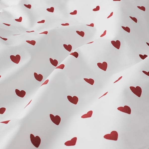 IKEA BARNDRÖM Duvet Cover 1 Pillowcase F Crib Heart Pattern/white Red 43 1/4x49 1/4/13 3/4x21 5/8 "