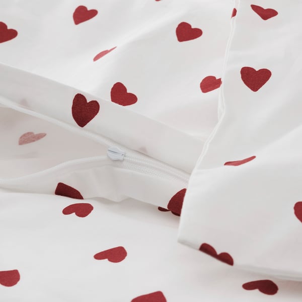 IKEA BARNDRÖM Duvet Cover 1 Pillowcase F Crib Heart Pattern/white Red 43 1/4x49 1/4/13 3/4x21 5/8 "