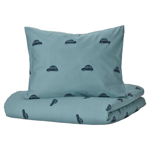 IKEA BARNDRÖM Duvet cover and pillowcase(s) car pattern/blue Twin